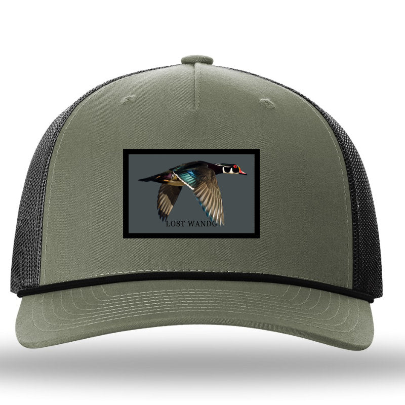 Wood Duck -Color Sublimated patch -Loden-Black Rope Richardson 112FPR Snapback Trucker Hat Lost Wando Outfitters