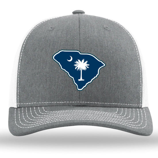 Load image into Gallery viewer, SC Outline- Color Patch -Heather Grey-White Richardson 112 Trucker Snapback Lost Wando Outfitters
