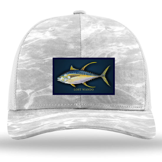 Yellow Fin Tuna Color Patch Mossy Oak Elements Bonefish Camo/Lt. Grey Richardson Sports 112PFP Trucker Snapback Lost Wando Outfitters