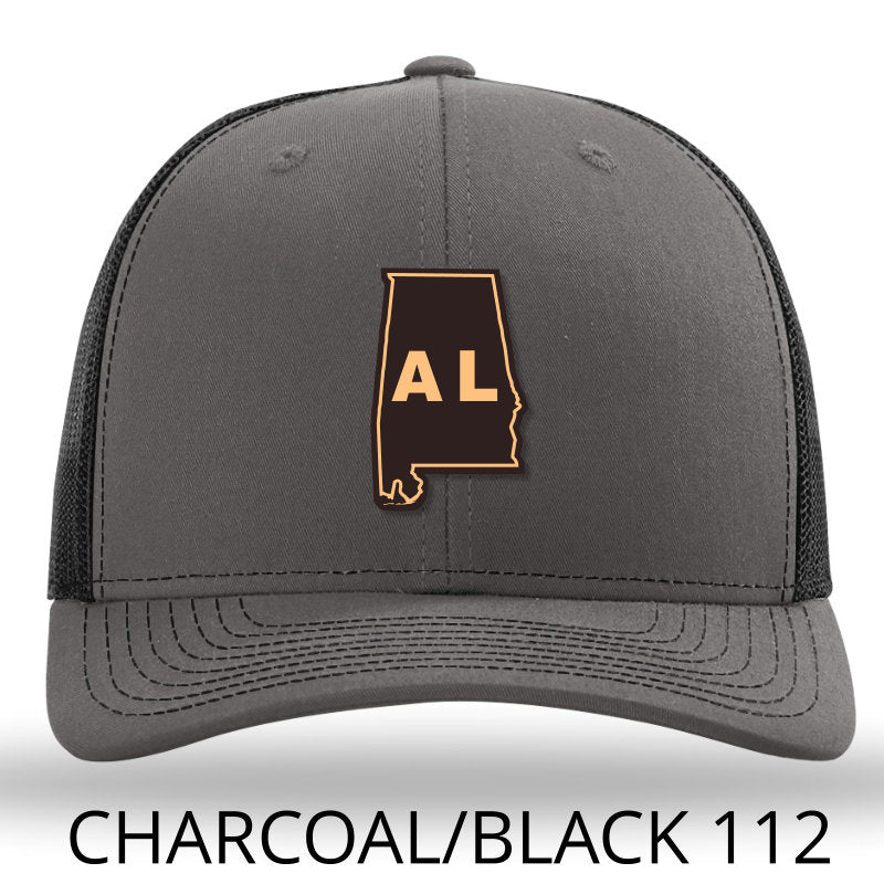 Alabama State Outline Etched Leather Patch Hat-Charcoal-Black Lost Wando - Lost Wando Outfitters