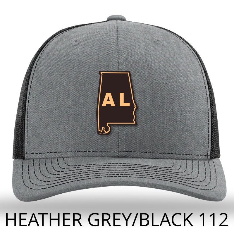 Alabama State Outline Etched Leather Patch Hat-Heather Grey-Black Lost Wando - Lost Wando Outfitters