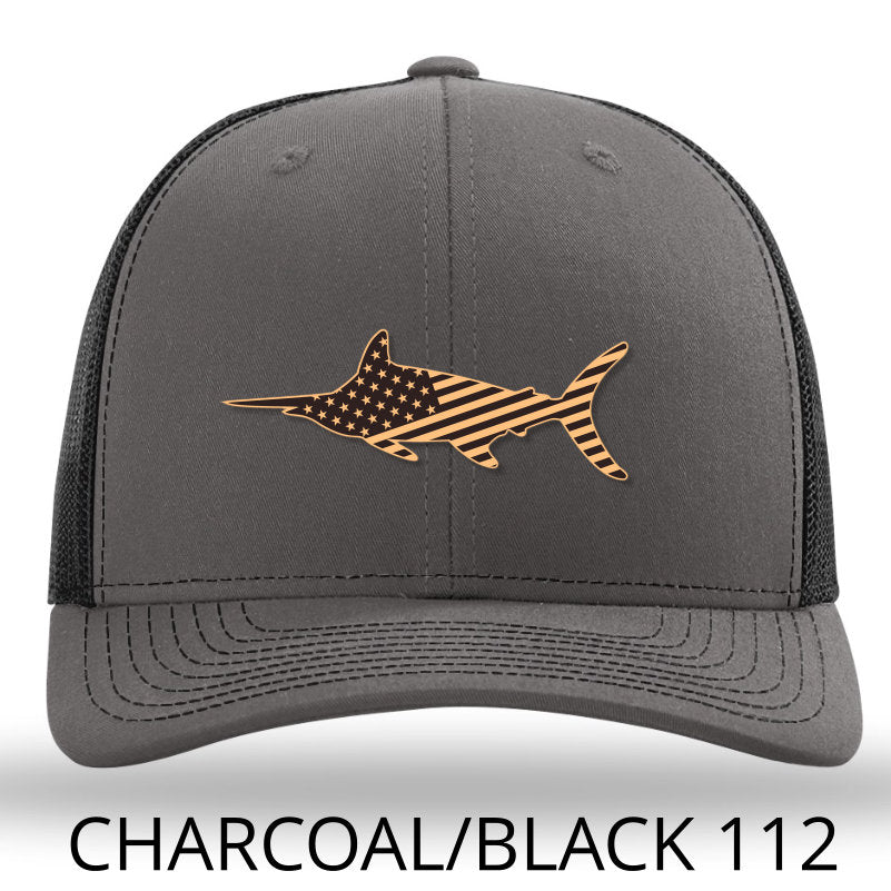 American Marlin - Leather patch hat - Charcoal-Black Lost Wando Outfitters Richardson 112 - Lost Wando Outfitters