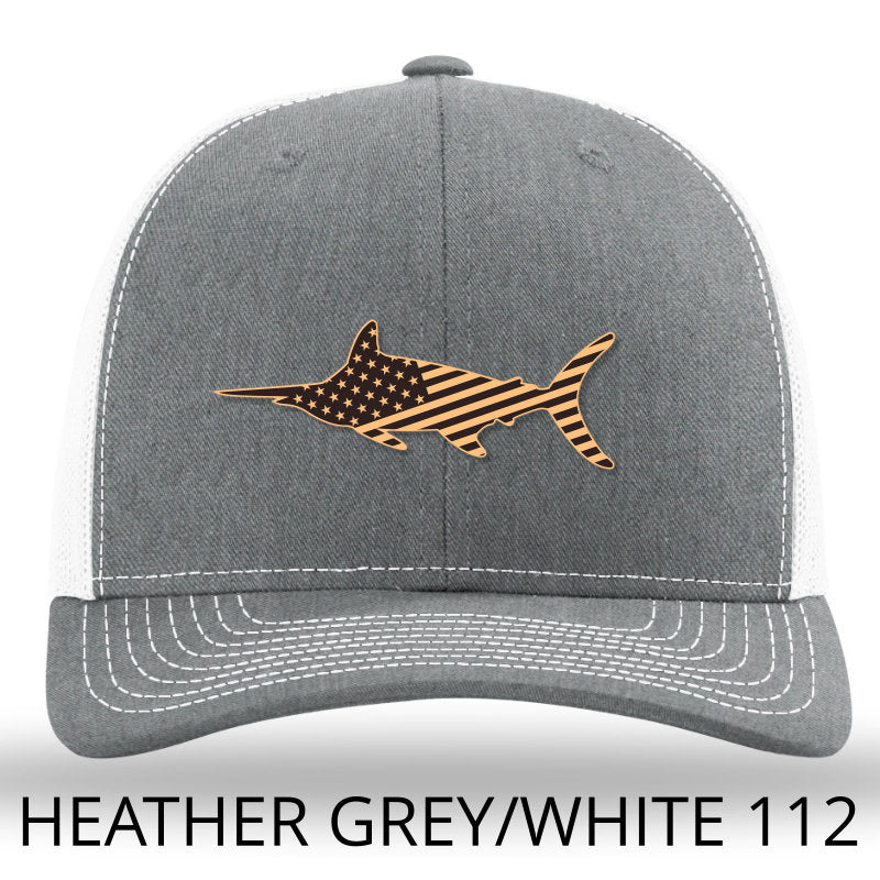 American Marlin - Leather patch hat - Heather Grey-White Lost Wando Outfitters Richardson 112 - Lost Wando Outfitters