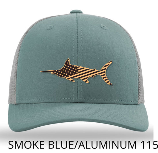 American Marlin - Leather patch hat - Smoke Blue-Aluminum Lost Wando Outfitters Richardson 115 - Lost Wando Outfitters