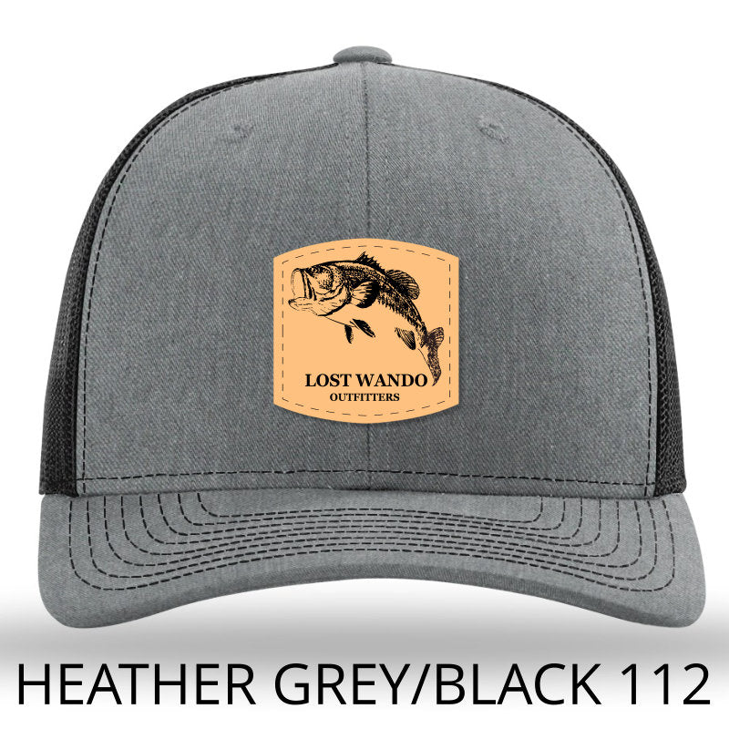 Bass Leather Patch Hat Heather Grey Black Lost Wando Outfitters - Richardson 112 - Lost Wando Outfitters