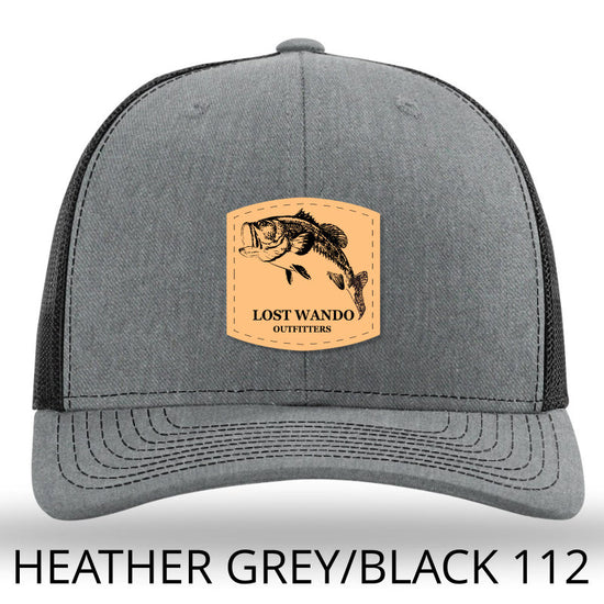Load image into Gallery viewer, Bass Leather Patch Hat Heather Grey Black Lost Wando Outfitters - Richardson 112 - Lost Wando Outfitters
