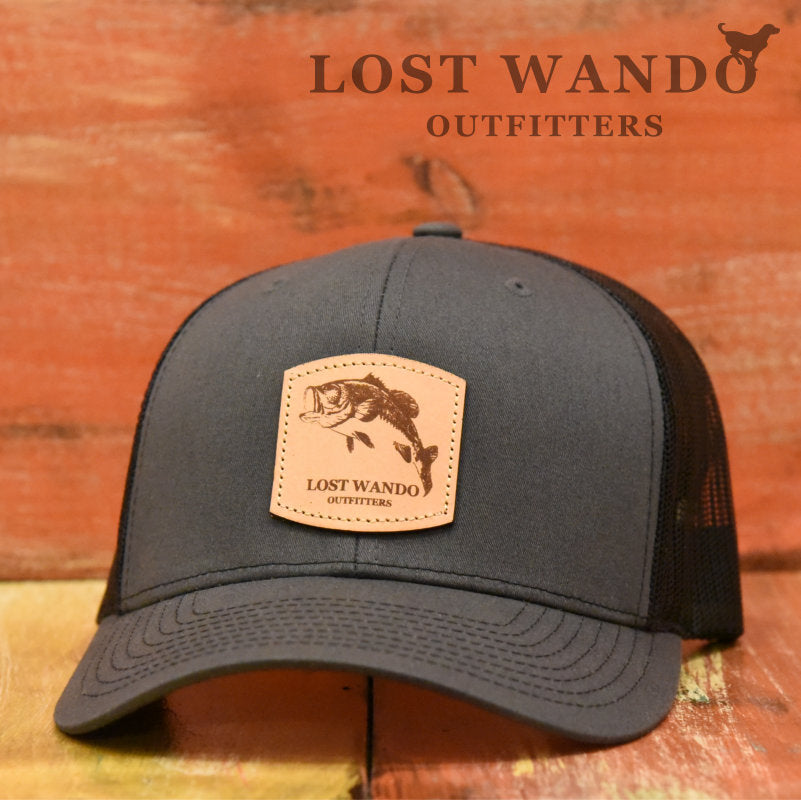 Load image into Gallery viewer, Bass Leather Patch Hat Charcoal-Black Lost Wando Outfitters - Richardson 112 - Lost Wando Outfitters

