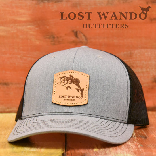 Bass Leather Patch Hat Heather Grey Black Lost Wando Outfitters - Richardson 112 - Lost Wando Outfitters