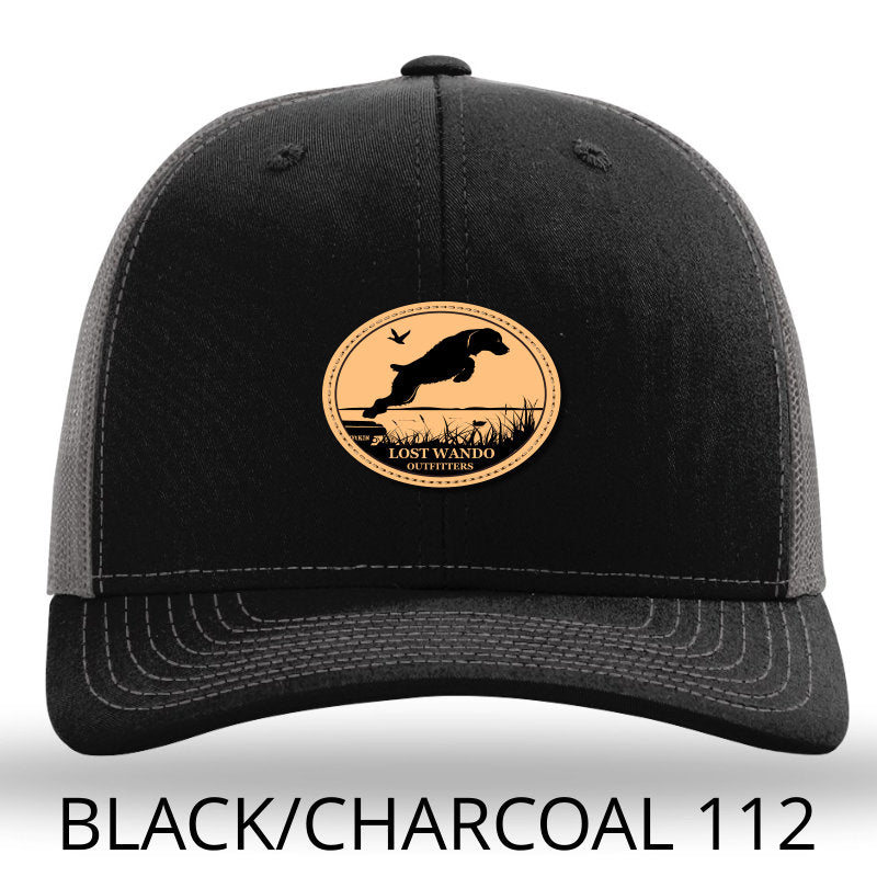 Boykin Fetch Black-Charcoal Leather Patch Hat Lost Wando Outfitters Richardson 112 - Lost Wando Outfitters