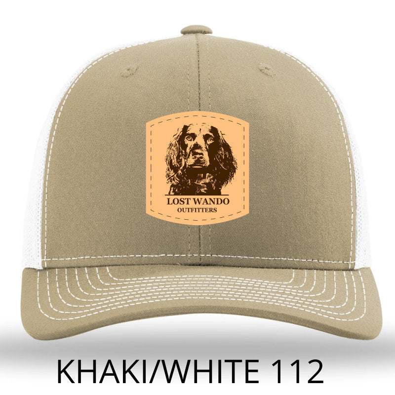 Load image into Gallery viewer, Boykin Portrait Khaki-White Leather Patch Hat Lost Wando Outfitters Richardson 112 - Lost Wando Outfitters
