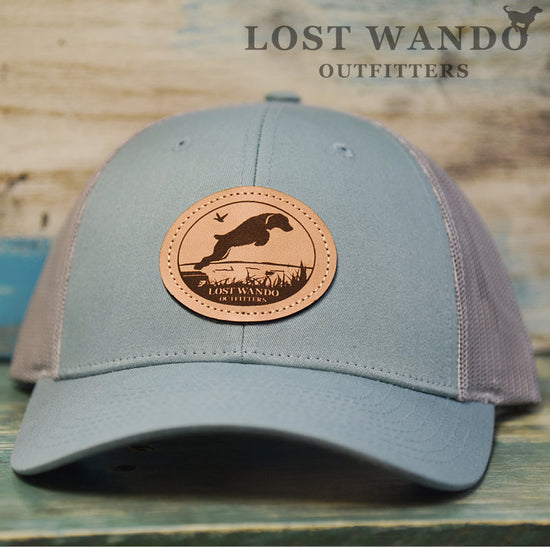 Boykin Fetch Smoke Blue Aluminum Leather Patch Hat Lost Wando Outfitters Richardson 115 - Lost Wando Outfitters