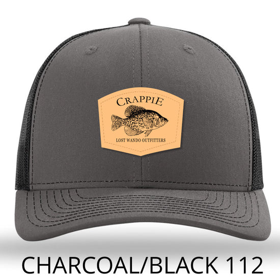 Crappie Leather Patch Hat Charcoal-Black Lost Wando Outfitters - Richardson 112 - Lost Wando Outfitters