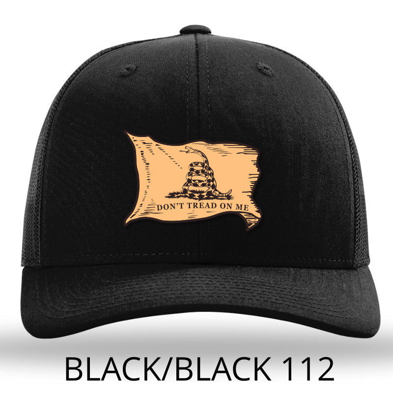 Don't Tread On Me Gadsden Flag Leather Patc Black-Black