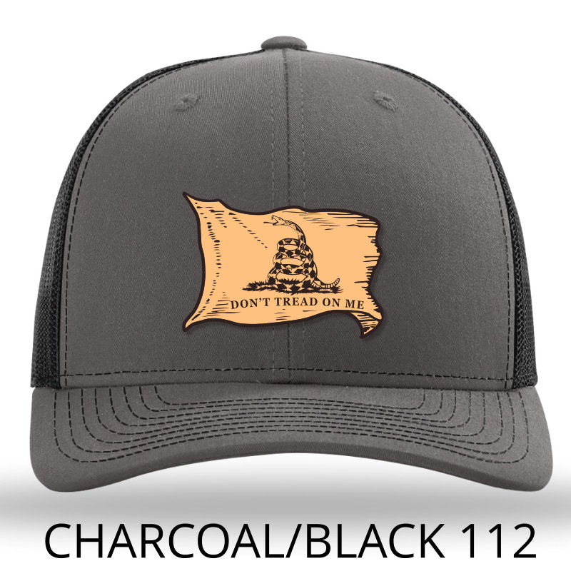 Don't Tread On Me Gadsden Flag - leather patch hat - Charcoal-Black - Lost Wando Outfitters