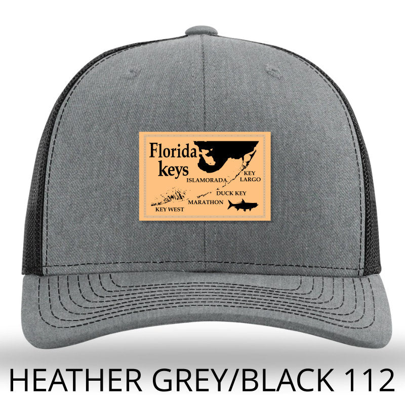 Florida Keys Leather Patch Hat - Heather Grey-Black Richardson 112 - Lost Wando Outfitters