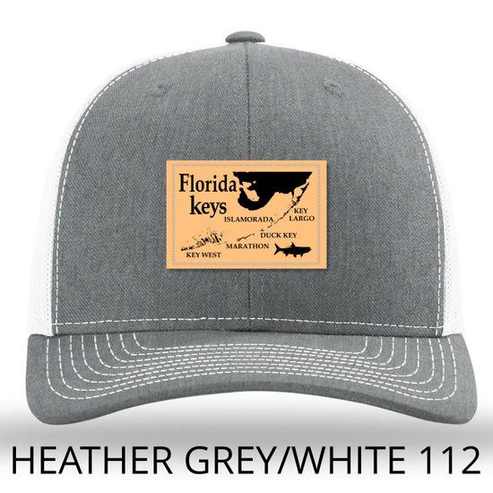 Florida Keys Leather Patch Hat - Heather Grey-White Richardson 112 - Lost Wando Outfitters