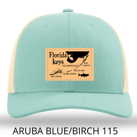 Florida Keys Leather Patch Hat - Aruba Blue-Birch Richardson 115 - Lost Wando Outfitters