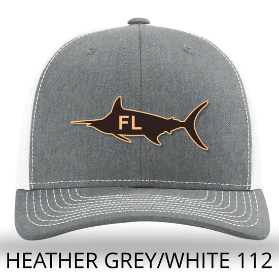 Load image into Gallery viewer, Florida Marlin Leather Patch Hat - Heather Grey-White Richardson 112 - Lost Wando Outfitters
