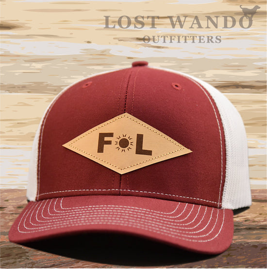 Load image into Gallery viewer, Florida Diamond Leather Patch Hat - Cardinal-White Richardson 112 - Lost Wando Outfitters
