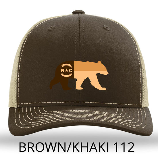 NC Bear Leather Patch Hat - Brown-Khaki Richardson 112 - Lost Wando Outfitters - Lost Wando Outfitters