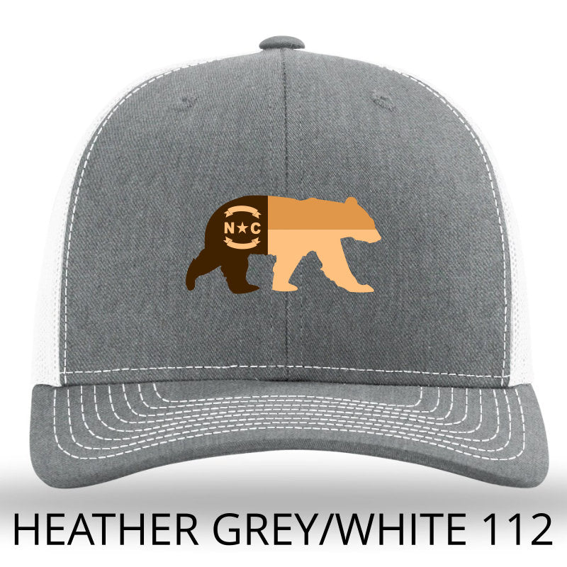 NC Bear Leather Patch Hat - Heather Grey-White Richardson 112 - Lost Wando Outfitters