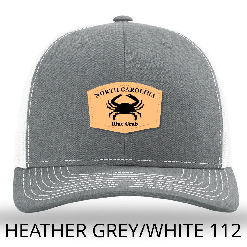 North Carolina Blue Crab Leather Patch Hat- Heather Grey-White Richardson 112 - Lost Wando Outfitters