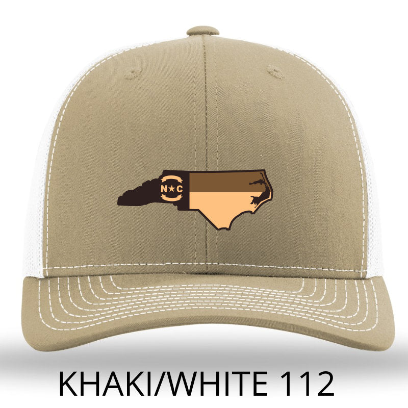 NC Etched Leather Outline -Khaki-White Richardson 112 Lost Wando Outfitters - Lost Wando Outfitters