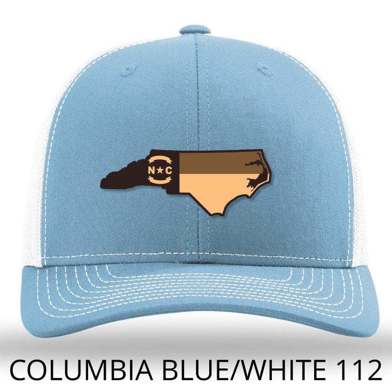 NC Etched Leather Outline -Columbia Blue -White - Lost Wando Outfitters