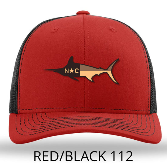 NC Marlin Leather Patch Hat - Red-Black Lost Wando Outfitters - Lost Wando Outfitters