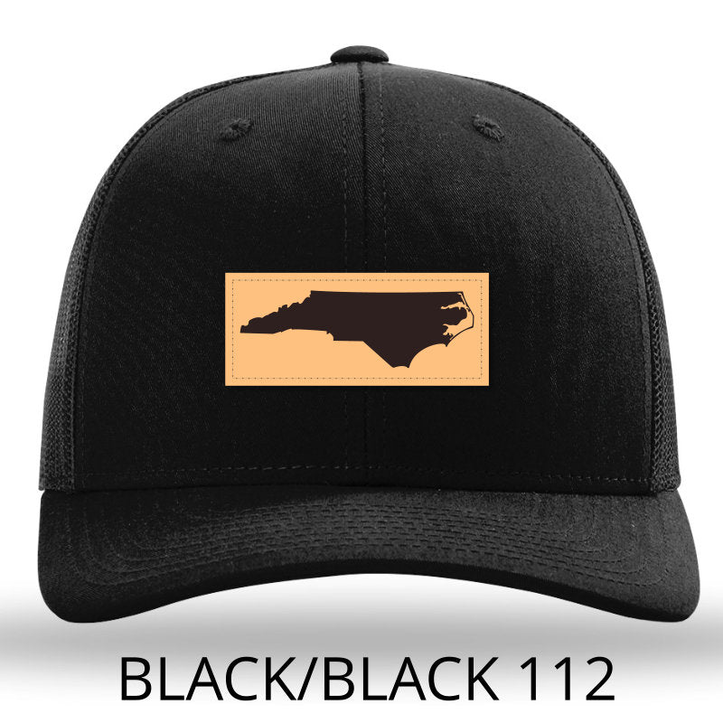 Load image into Gallery viewer, Lost Wando Outfitters NC Rectangle Leather Patch Hat: Black-Black - Lost Wando Outfitters
