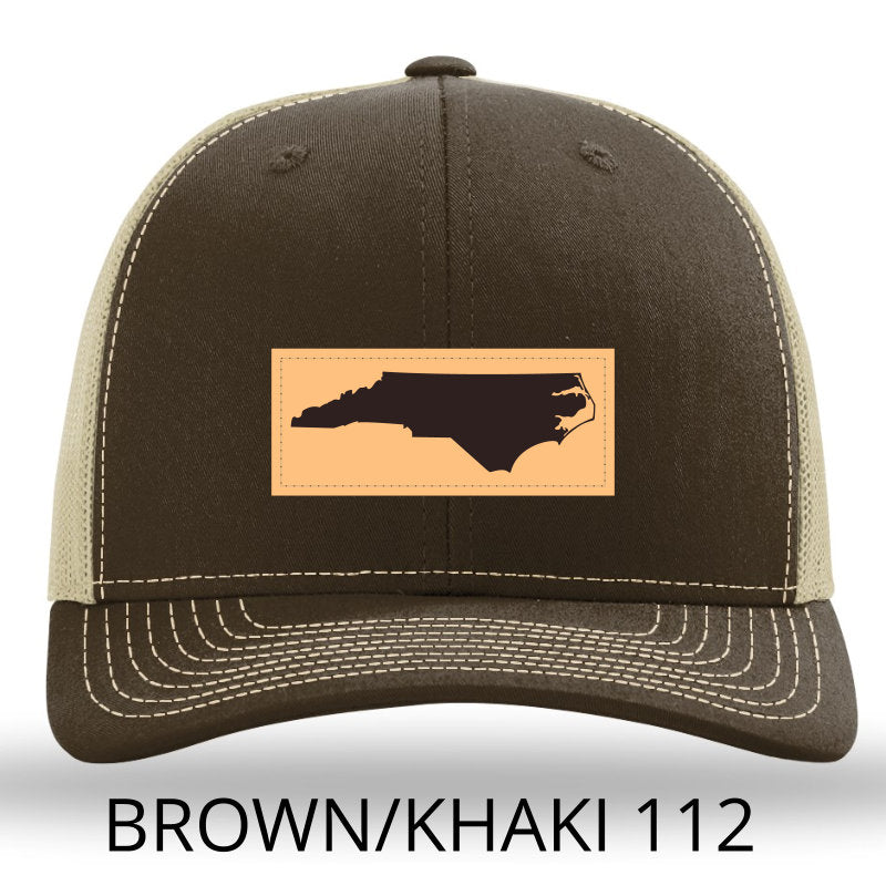 Lost Wando Outfitters NC Rectangle Leather Patch Hat- Brown/Khaki Richardson 112 - Lost Wando Outfitters