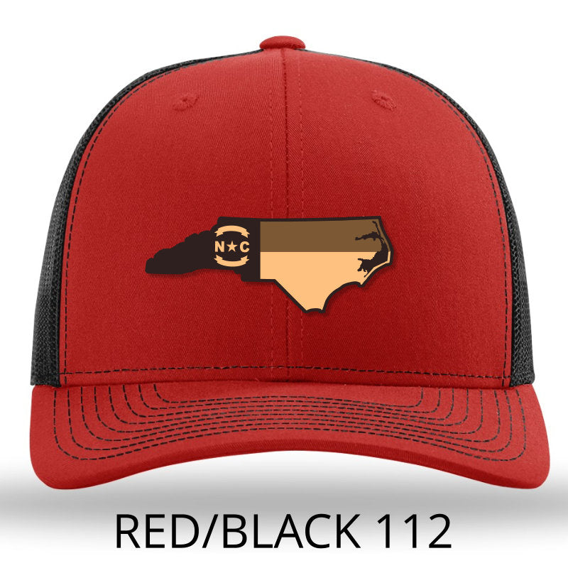 NC Etched Leather Outline Hat -Red- Black - Lost Wando Outfitters