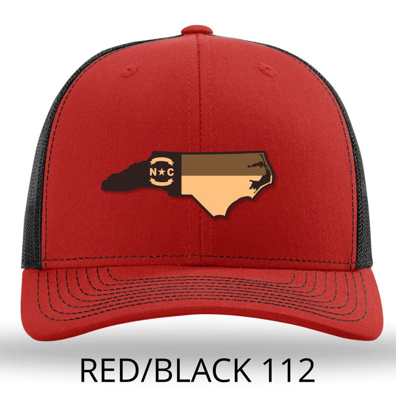 Load image into Gallery viewer, NC Etched Leather Outline Hat -Red- Black - Lost Wando Outfitters

