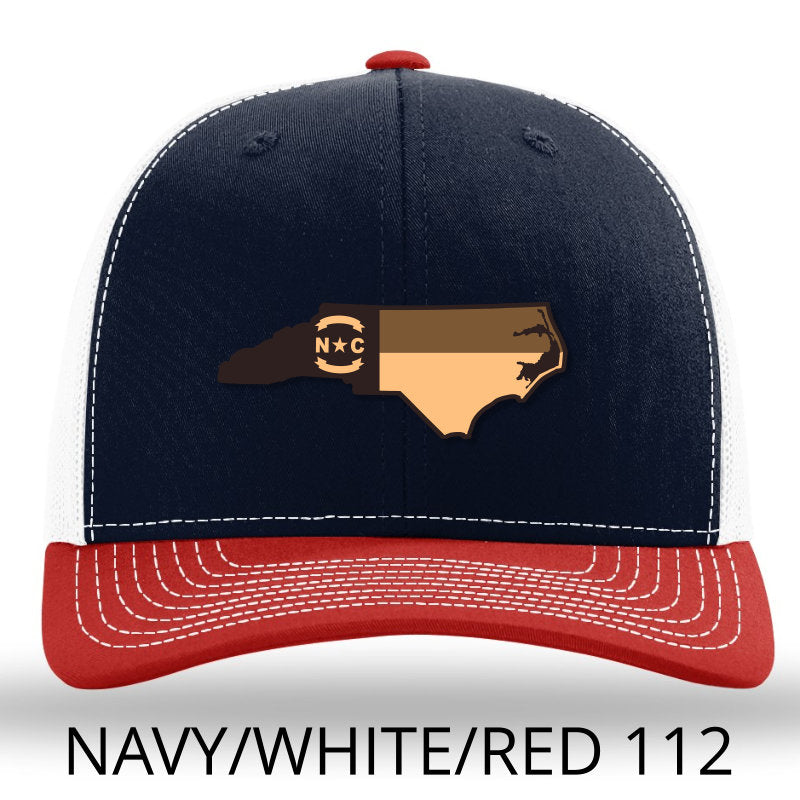 NC Etched Leather Outline Hat -Navy-White-Red - Lost Wando Outfitters