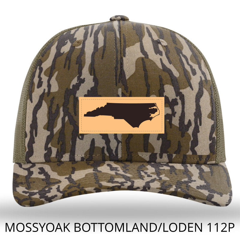 Load image into Gallery viewer, Lost Wando Outfitters NC Rectangle Leather Patch Hat: Mossy Oak Bottomland-Loden Richardson 112P - Lost Wando Outfitters
