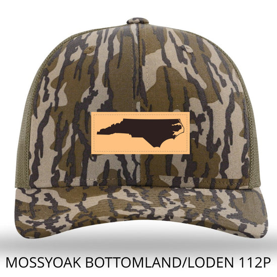 Lost Wando Outfitters NC Rectangle Leather Patch Hat: Mossy Oak Bottomland-Loden Richardson 112P - Lost Wando Outfitters