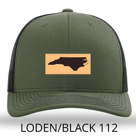 Load image into Gallery viewer, NC Rectangle Leather Patch Hat: Loden-Black Richardson 112 Lost Wando Outfitters - Lost Wando Outfitters
