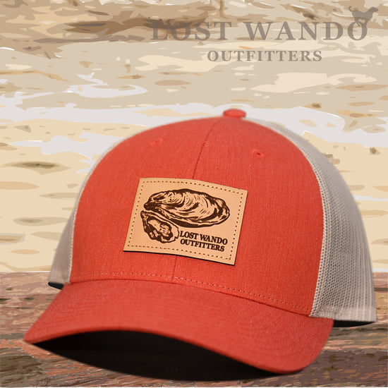 Oyster Leather Patch Hat Red Heather - Light Grey - Lost Wando Outfitters