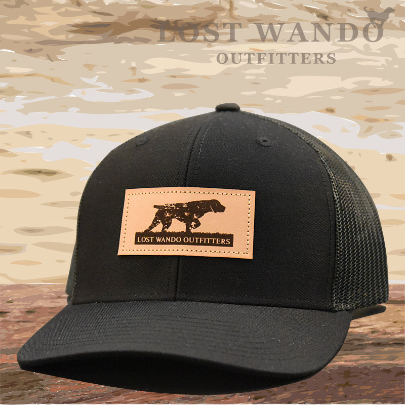 Pointer Leather Patch Hat Black-Black - Lost Wando Outfitters