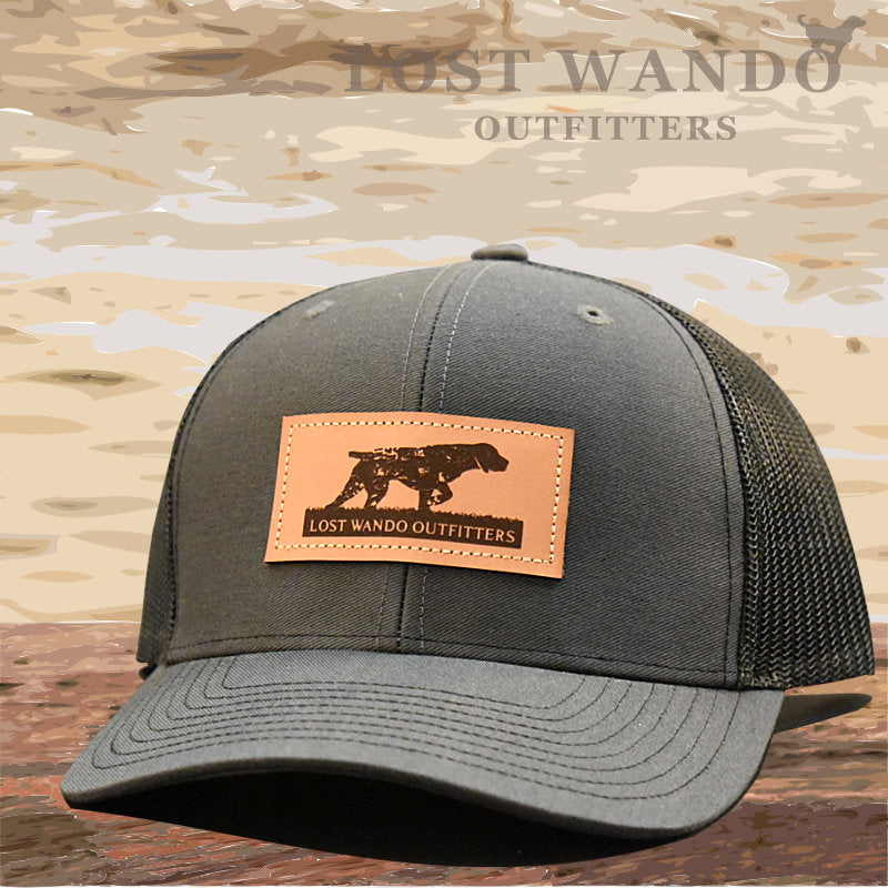 Pointer Leather Patch Hat Charcoal-Black - Lost Wando Outfitters