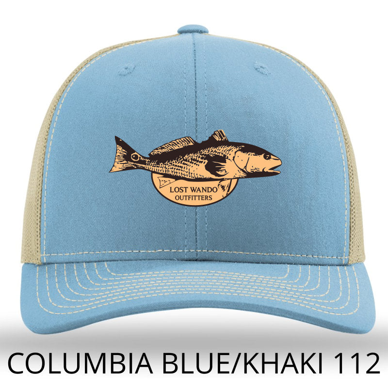 Red Drum Columbia Blue-Khaki Leather Patch Richardson 112 Hat Lost Wando Outfitters - Lost Wando Outfitters