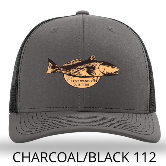 Red Drum Charcoal-Black Leather Patch Richardson 112 Hat Lost Wando Outfitters - Lost Wando Outfitters