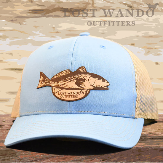 Red Drum Columbia Blue-Khaki Leather Patch Richardson 112 Hat Lost Wando Outfitters - Lost Wando Outfitters