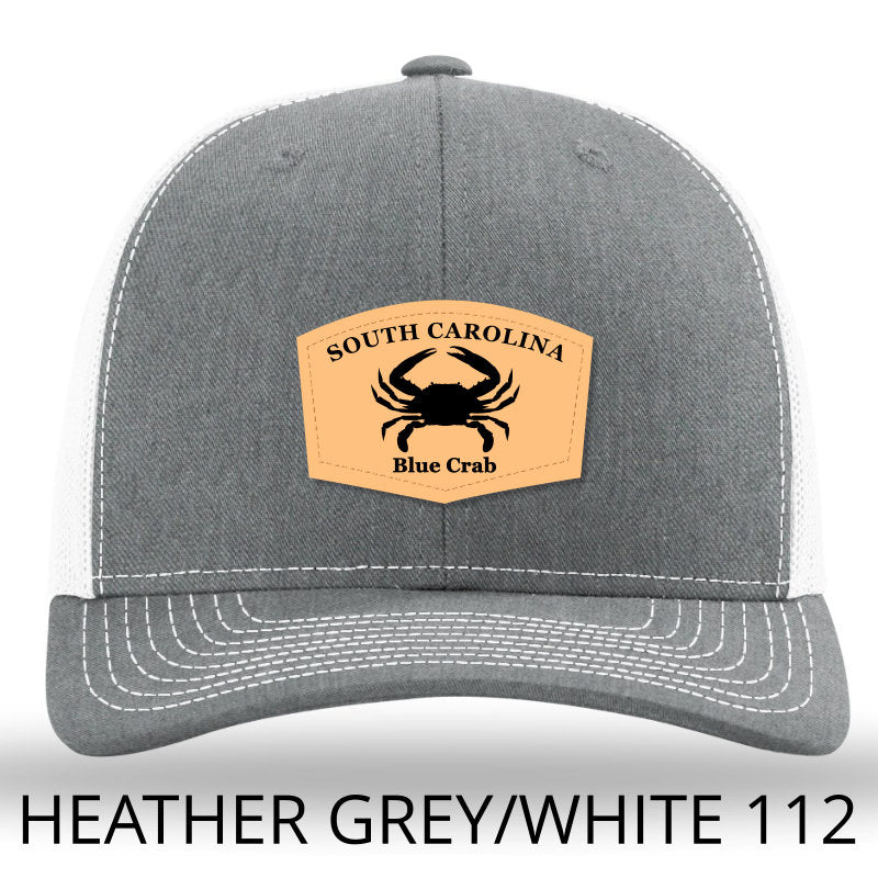SC Blue Crab Leather Outline Hat -Heather Grey-White Richardson 112 - Lost Wando Outfitters
