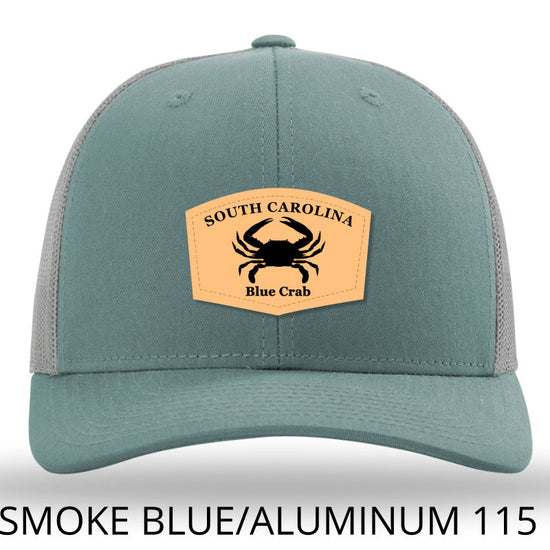 SC Blue Crab Leather Outline Hat -Smoke Blue-Aluminum Richardson 115 - Lost Wando Outfitters