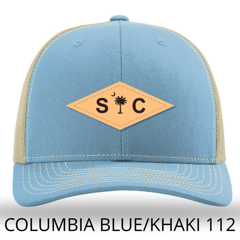 SC Diamond Palmetto-Moon Leather Patch hat Columbia Blue - Khaki - Lost Wando Outfitters