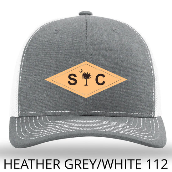 SC Diamond Palmetto-Moon Leather Patch hat Heather Grey -White Richardson 112 - Lost Wando Outfitters - Lost Wando Outfitters