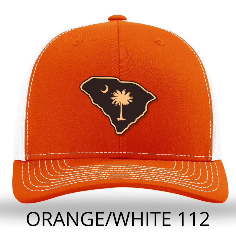 SC Etched Leather Outline Hat -Orange-White Lost Wando - Lost Wando Outfitters