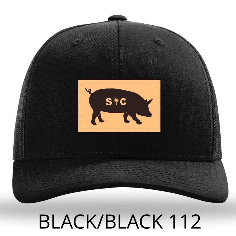 SC Pig Leather Patch Hat- Black - Black - Lost Wando Outfitters