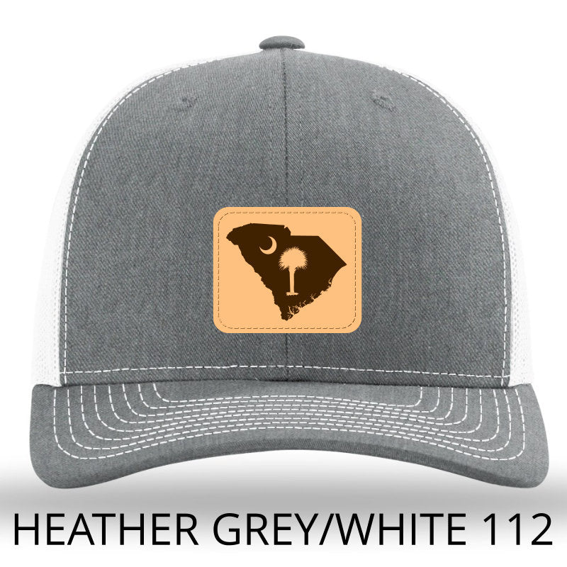 Load image into Gallery viewer, SC Outline Rectangle Leather Patch- Heather Grey White- Richardson 112 Trucker Hat - Lost Wando Outfitters - Lost Wando Outfitters
